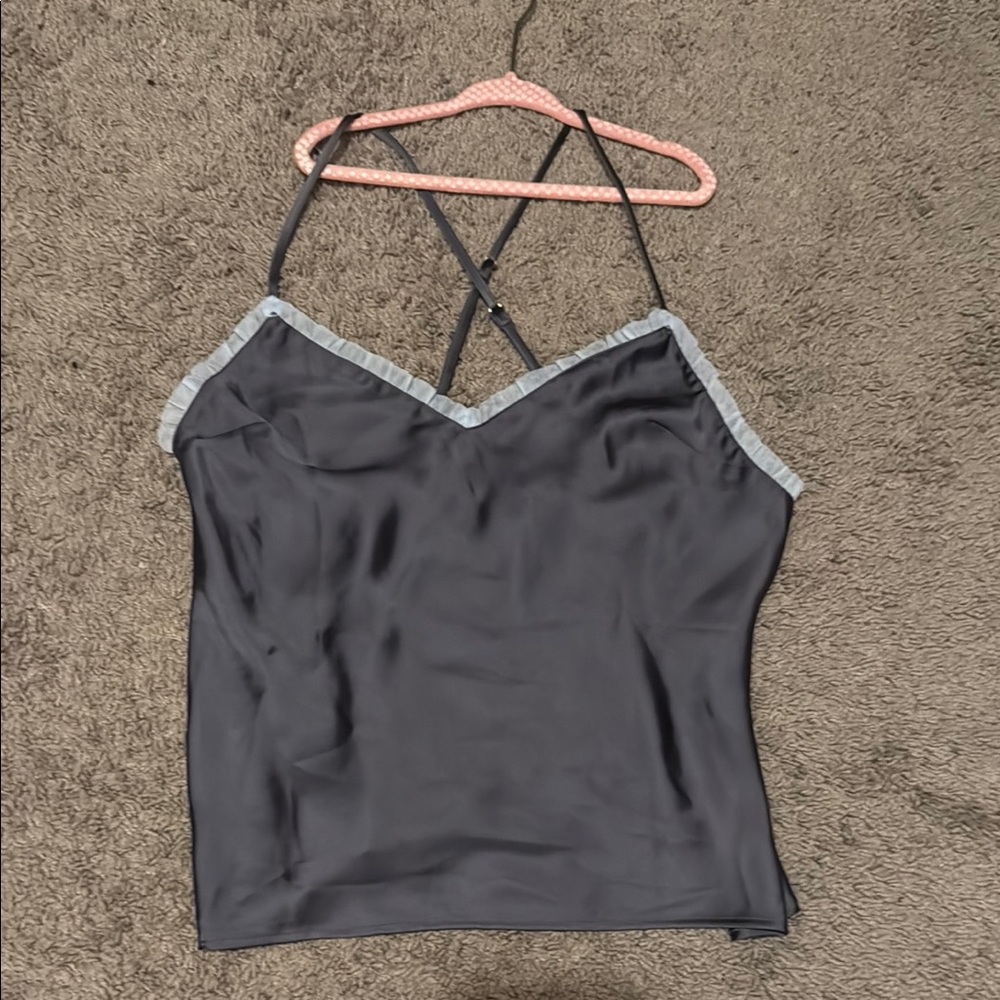 Victoria’s Secret Tulle-Trim Satin Cami
